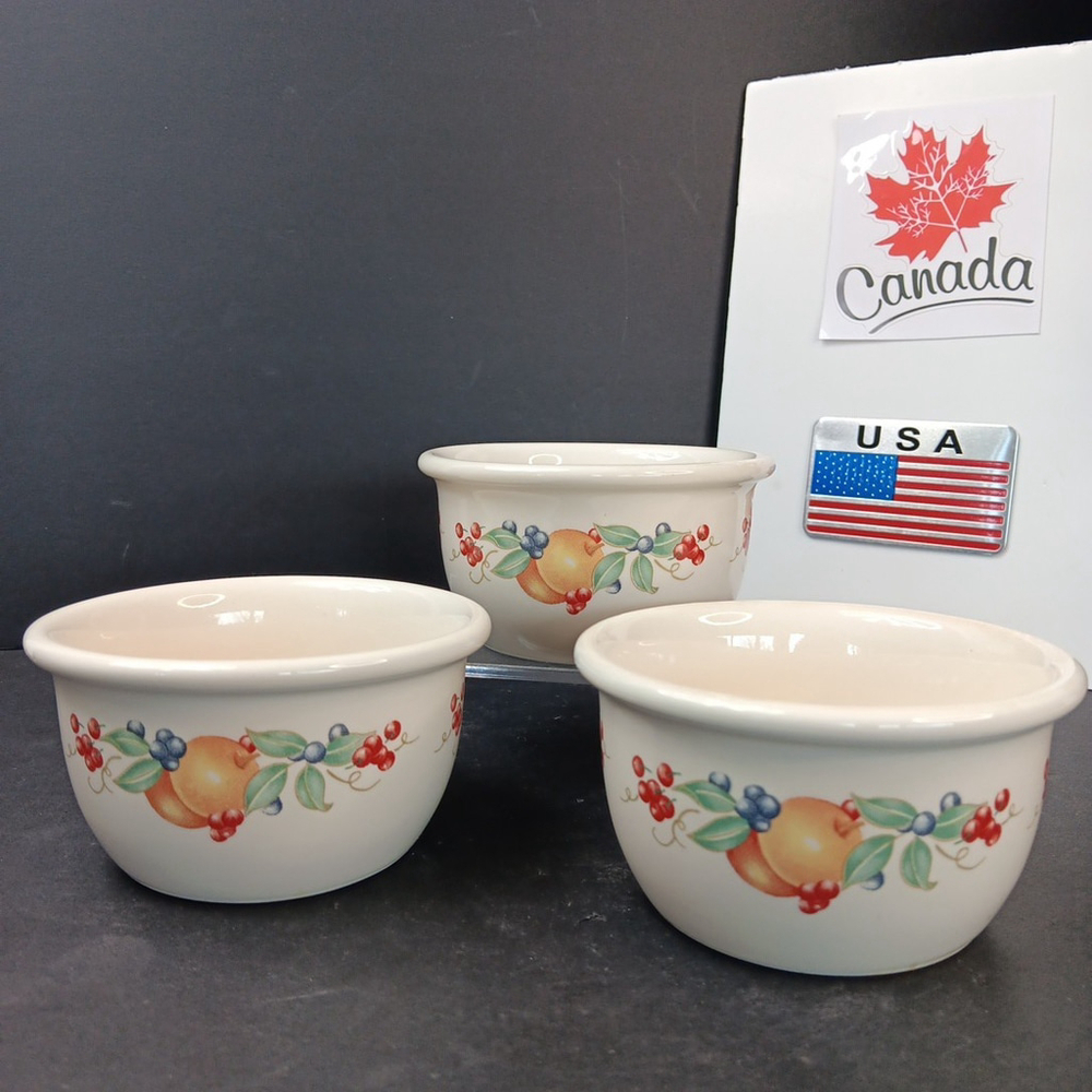 Set of 3 Corelle Corning Abundance Ramekins Bowls 4 Inch Stomeware CN